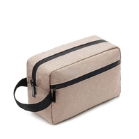 Sac de toilette pliable en polyester pour homme, personnalisé en gros, fermeture éclair, trousse de maquillage, organisateur de rasage, trousse de voyage