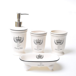 JIA SHUN-productos <span class=keywords><strong>de</strong></span> baño para casa y hotel, juego <span class=keywords><strong>de</strong></span> accesorios para el baño, adhesivos <span class=keywords><strong>de</strong></span> <span class=keywords><strong>corona</strong></span> <span class=keywords><strong>de</strong></span> cerámica esmaltada, color blanco, 4 piezas - Product Image 1