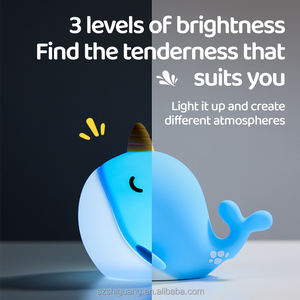 Cute Whale LED Mini <strong>Bedside</strong> Lamp <strong>Touch</strong> Control USB Rechargeable Night <strong>Light</strong> for Kids Room Modern Style - Product Image 5