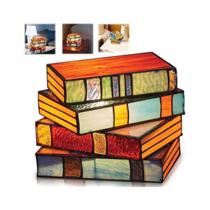 Lámpara de Libros Apilados, Lámpara de Noche para Escritorio, Luz de Lectura, Funciona con Batería, Artesanía en Resina, Decorativa, Garantía de 5 Años - Product Image 2