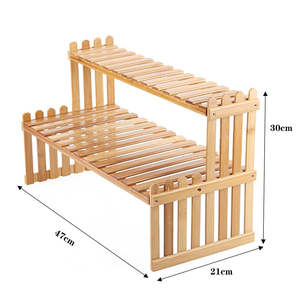 بيع بالجملة 2-الطبقة الدائمة نوع خشبي حامل نبات الطاولة مزدوج الطبقة عصاري وعاء عرض الرف منظم لتخزين الزهور - Product Image 4