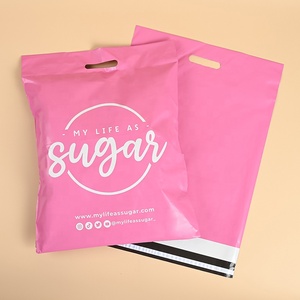 ถุงพลาสติกบรรจุภัณฑ์ Frosted โพลีจดหมายกล่องของขวัญแพคเกจจดหมายถุงโพลีขนาดใหญ่พร้อมที่จับโพลีจดหมายถุงส่งของสีชมพู - Product Image 1