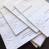 Cartes de visite et étiquettes d'invitation personnalisées avec logo de marque, design recto-verso, impression sur papier texturé coton 400g, gaufrage en creux, « Merci »
