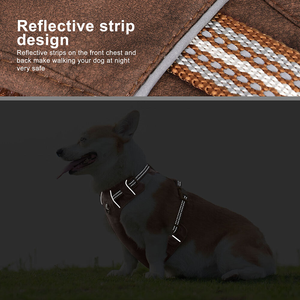 Plester nilon tahan pelarian buatan pabrik kulit PU reflektif tali pengikat anjing tanpa kunci digunakan bersama dengan tali derek - Product Image 6