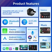 Boîte sans fil CarPlay & Android Auto, module portable pour les voitures OLIVER modèle M12, connexion USB Type-C