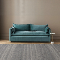 Sofa Tiga Dudukan Berbahan Beludru Jepang Minimalis Nordik, Ruang Tamu Model Lurus, Furnitur Ukuran Kecil