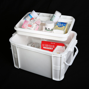 Large Capacity Portable Medicine Box White Plastic 9 Grids Pill Storage First Aid Kit for Home Use - Product Image 5