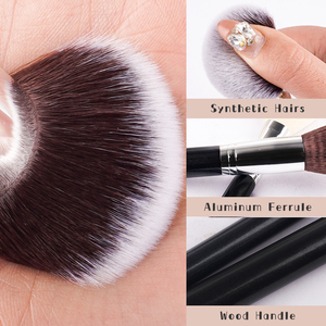 Pinceaux de maquillage pour le visage MEDELL, poils synthétiques vegan de haute qualité, manche en bois, couleur noire, étiquette privée personnalisée, 15 pièces - Product Image 3
