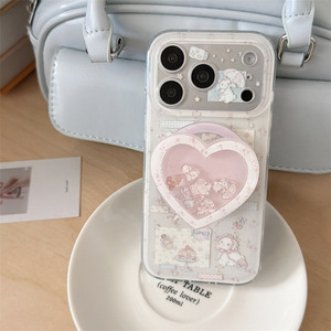 Funda Magnética con Soporte, Diseño Floral de Osito y Conejito, Doble Capa, para iPhone 17 Pro Max, iPhone 16, iPhone 15 - Product Image 4