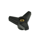 Perilla de sujeción triangular de 3 brazos, plástico ABS negro, inserto de rosca hembra, tapa redonda azul M5 M6 M8 para torno CNC y fresadora