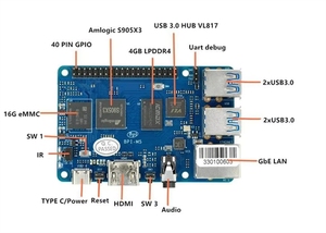ZYSY Banana PI M5 BPI-M5 Amlogic S905X3 Quad Core Mali G31 4 Go de RAM LPDDR4 16 Go eMMC Prise en charge Linux Ubuntu <span class=keywords><strong>Debian</strong></span> Carte monopuce - Product Image 6