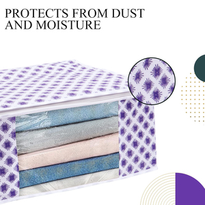 Pochette Saree fleur bleue étoile housse de travail Saree pour femmes en prix de gros sac de rangement Saree transparent de haute qualité - Product Image 4