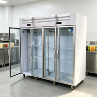 Vitrine Réfrigérée Commerciale 2,4 m à 4 Portes Vitrées pour Viande, Bœuf, Porc, et Préservation de Viandes Fraîches