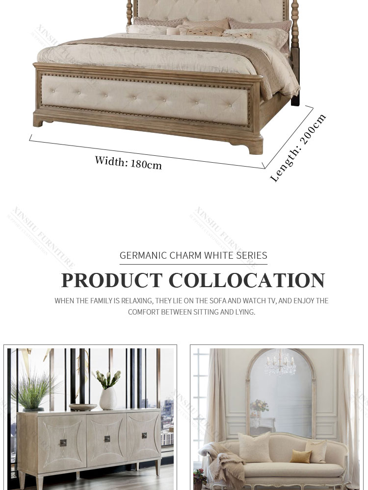 nordic modern best selling antique solid wood frame american oak double bed bedroom furniture set