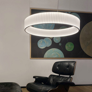 Nouvelle lampe suspendue LED ronde en tissu, style chinois créatif, postmoderne et nordique, pour salon, salle à manger, chambre, bar - Product Image 1