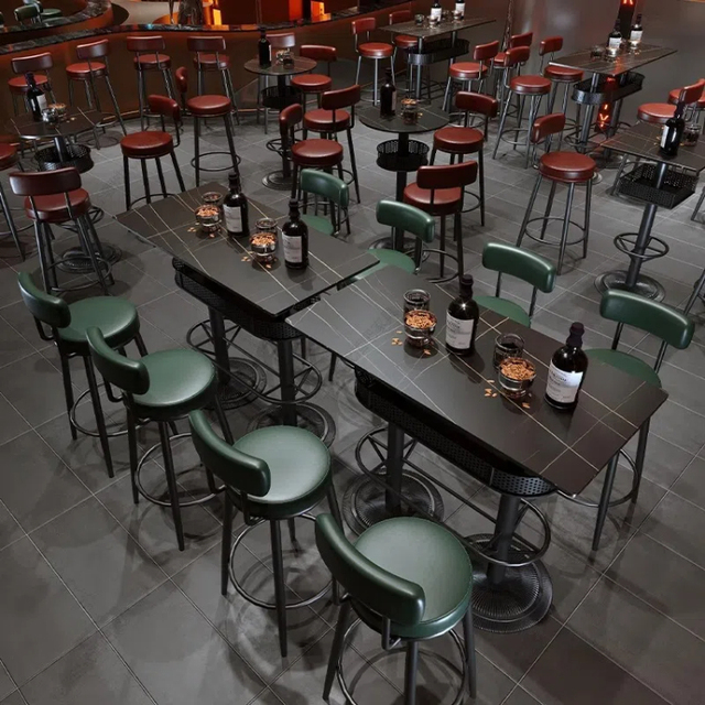 Modern Custom High Top Bar Table and Stool Set Durable Stylish Lounge Pub Nightclub Booth Sofa Seating
