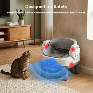 Arenero automático para gatos con sensor MW, acceso fácil y autolimpieza, modelo de fábrica con tapa abierta - Product Image 2