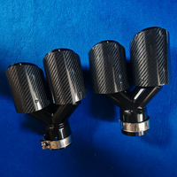 Punta de escape de coche de doble capa de aluminio y fibra de carbono de 4 pulgadas, silenciador trasero negro brillante, estilo de actualización fácil de instalar