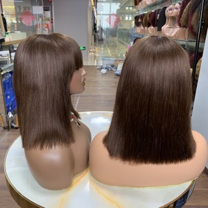 Perruques en cheveux humains de couleur 4, prix de gros, avec frange en dentelle 3*1, 10 pouces - Product Image 2