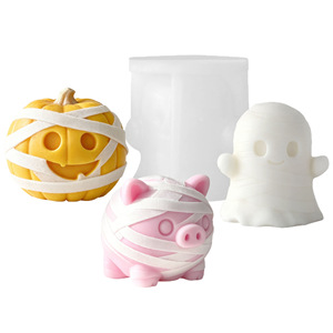 Molde de silicona para velas de calabaza de Halloween, molde para velas aromáticas, molde para adornos de yeso de fantasma, venta al por mayor - Product Image 2