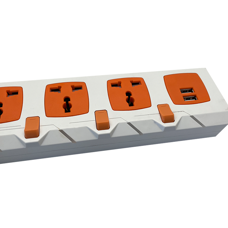 Vnx Double Usb 3-Pin Mutil 15A/16A Universal Socket and Three Gang Orange Color Travel Power Extension Socket