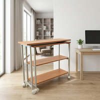 SG17 #   Bureau d'ordinateur moderne en bois avec hauteur réglable, fonction pliable et roulettes mobiles pour les étudiants, idéal pour l'étude, le bureau ou la maison