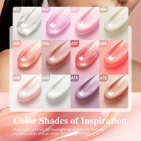 Lot de 12 Gels UV/LED de Construction Rapide pour Ongles, Couleurs Unies Nude, Auto-Nivelant, 30g