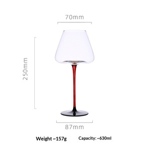 Verre à vin rouge de luxe classique et contemporain à long pied de 500 ml, sans plomb, avec bord fin, idéal pour les mariages et les événements - Product Image 6