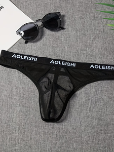 Sous-vêtements sexy pour hommes à taille basse en maille transparente, style fin et respirant, <span class=keywords><strong>string</strong></span> <span class=keywords><strong>invisible</strong></span> en forme de U - Product Image 2