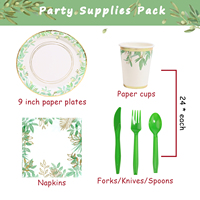 Feuille estampage ensemble de vaisselle jetable décorations de fête assiette en papier épais serviette tasse imprimé vaisselle fournitures de fête