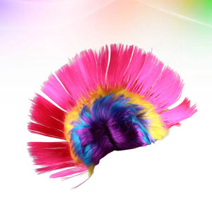 Arco Iris Mohawk peluca para hombres mujeres desfile loco disfraz peluca fiesta moda colorida peluca Unisex Festival carnaval accesorios para el cabello - Product Image 3