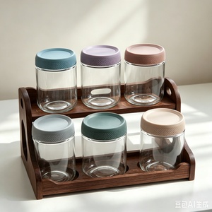 Bocaux de conservation en verre de 10oz, 16oz, 24oz avec couvercles hermétiques – Bocaux Mason en verre transparent pour flocons d'avoine, confiture, <span class=keywords><strong>miel</strong></span>, contenants alimentaires de cuisine - Product Image 4