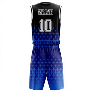 Conjunto de Camiseta de Baloncesto con Cuello en V para Hombre, Estampado Geométrico Azul, Sin Mangas, Absorbe la Humedad, Ropa Deportiva para Todas las Temporadas, Diseño Sublimado - Product Image 2