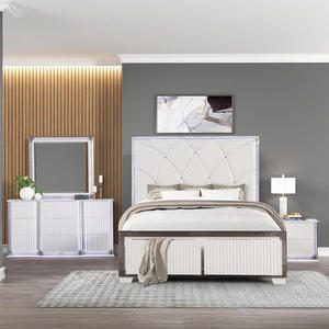 Modern Luxury <b>Convertible</b> Queen 4PC Bedroom Set with Wood Construction and Diamond-Shaped Side Accents - Product Image 1