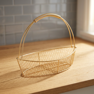 Handmade Metal <b>Storage</b> <b>Basket</b> <b>Round</b> Wire <b>Basket</b> Rustic Style for Living Room Neatening - Product Image 6