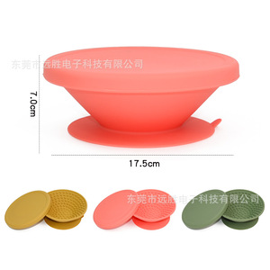 Bol en silicone pour animaux de compagnie, avec ventouse, forme ronde, pour l'alimentation des chats et des chiens, 175x175x70mm, anti-poussière, alimentation lente - Product Image 2