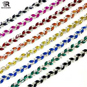 Wholesale Rhinestone Strips <strong>White</strong> Crystal Sliver Golden Cup Trimming Chain on T-<strong>shirt</strong> Shoes Bags Jewelry - Product Image 3