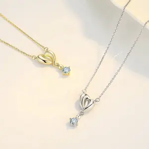 New fashion fine jewelry collane a cuore con catena personalizzata in argento sterling 925 placcato oro 18 carati per le donne