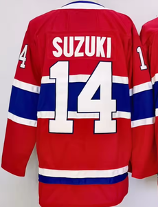 Maillots de hockey sur glace des Canadiens de Montréal 2025-2026 |   Broderie Suzuki 14 Caufield 13 Slafkovsky 20 Polyester/Coton Séchage Rapide - Product Image 1