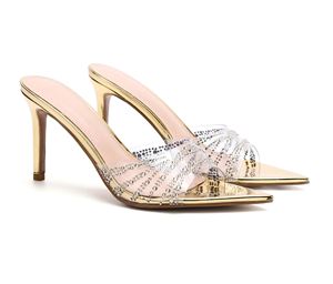 Zapatos de Tacón Alto Negros con Suela Roja para Mujer, Tacón Delgado, Sexy, para Discotecas, Primavera Otoño 2026, Nuevo Estilo, Parte Superior de PU, Adorno Metálico - Product Image 2