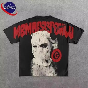 Fabricant Tee T-shirt poids lourd personnalisé sérigraphie Logo Vintage acide lavé graphique surdimensionné recadrée Boxy T Shirt hommes - Product Image 1