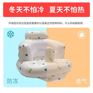 Tabouret de bain gonflable pour bébé avec fleurs, portable, pour nourrissons et tout-petits de 0 à 24 mois, en PVC - Product Image 5