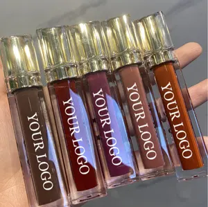 HMU Gloss labial hidratante natural para maquiagem de marca própria, brilho labial transparente para maquiagem personalizada por atacado