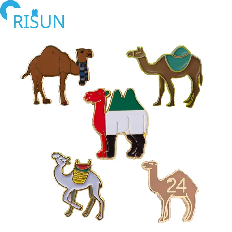 Usine Animal Mouton Camel Émail Broche Personnaliser Logo Emirats Arabes Unis Drapeau Camel Émail Épinglette Alpaga Bosse Badge Broche