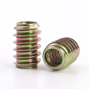 Inserts filetés M6 en acier au carbone plaqué zinc jaune pour meubles, inserts traversants pour bois - Product Image 1