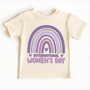 Maglietta per la Giornata Internazionale della Donna, 100% cotone, stampa arcobaleno, casual, girocollo, manica corta, primavera estate - Product Image 1