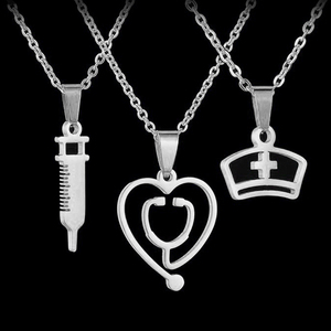 Collier pendentif stéthoscope médical en acier inoxydable à la mode pour les médecins et les infirmières le jour de l'infirmière - Product Image 2