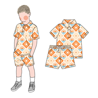 Little Glow Kids Summer Lightweight Boys Polo Top Shorts Set Ramah Kulit Bahan Sutra Susu Tampan Kasual Pakaian Sehari-hari