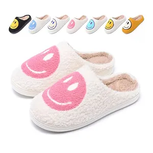 All'ingrosso Smile Happy Face Cartoon ciabatte di cotone peluche per la casa Slip flop per la casa calda pantofola interna