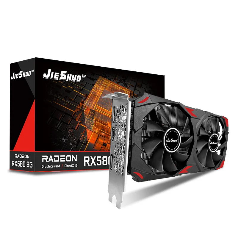 JIESHUO grafik kartları AMD RX 580 8G GDDR5 GPU ekran kartı RX 580 8GB 256Bit 2048SP bilgisayar VGA RX580 grafik kartı